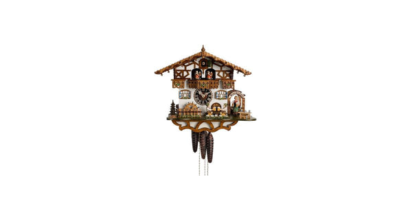 1Day Chalet Black Forest Cuckoo Clock with Beer Drinker and Waitress