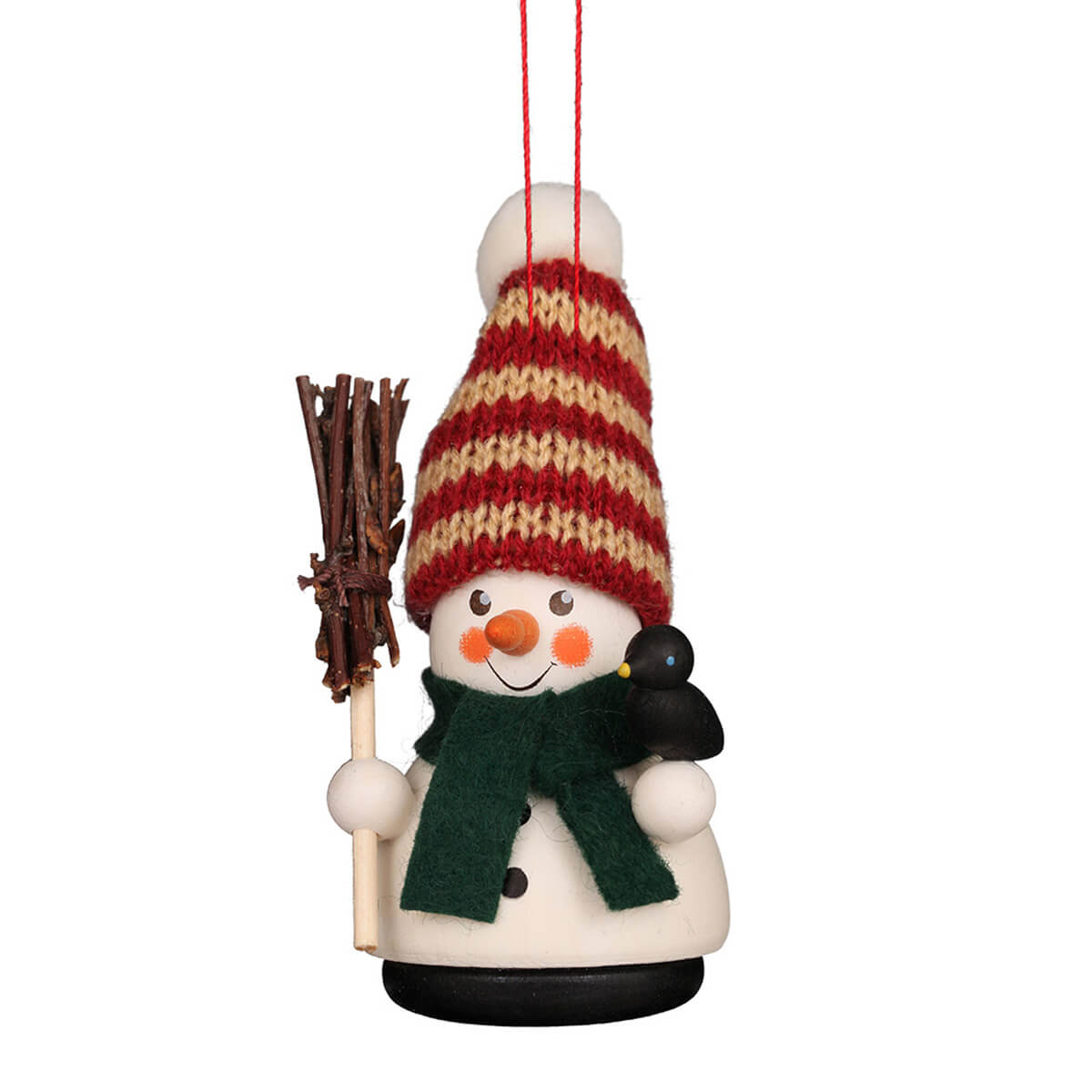 Christian Ulbricht Wooden Wobble Figure - Snowman with Broom (Ornament)