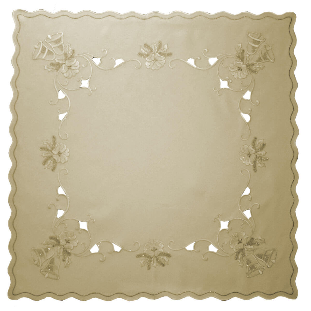 Linen Table Cloth - Cream with Embroidered Flowers & Holly Branches*