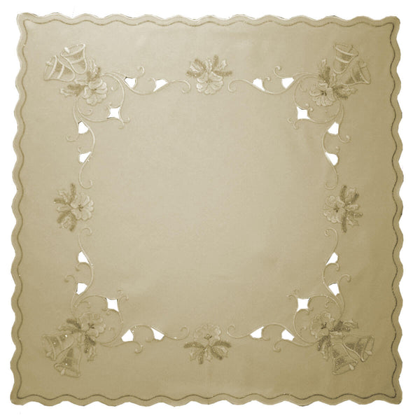 Linen Table Cloth - Cream with Embroidered Flowers & Holly Branches*
