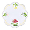 Round Table Linen - White with Primroses