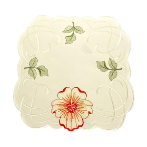 Square Table Linen - Cream with Red Hibiscus Flower*