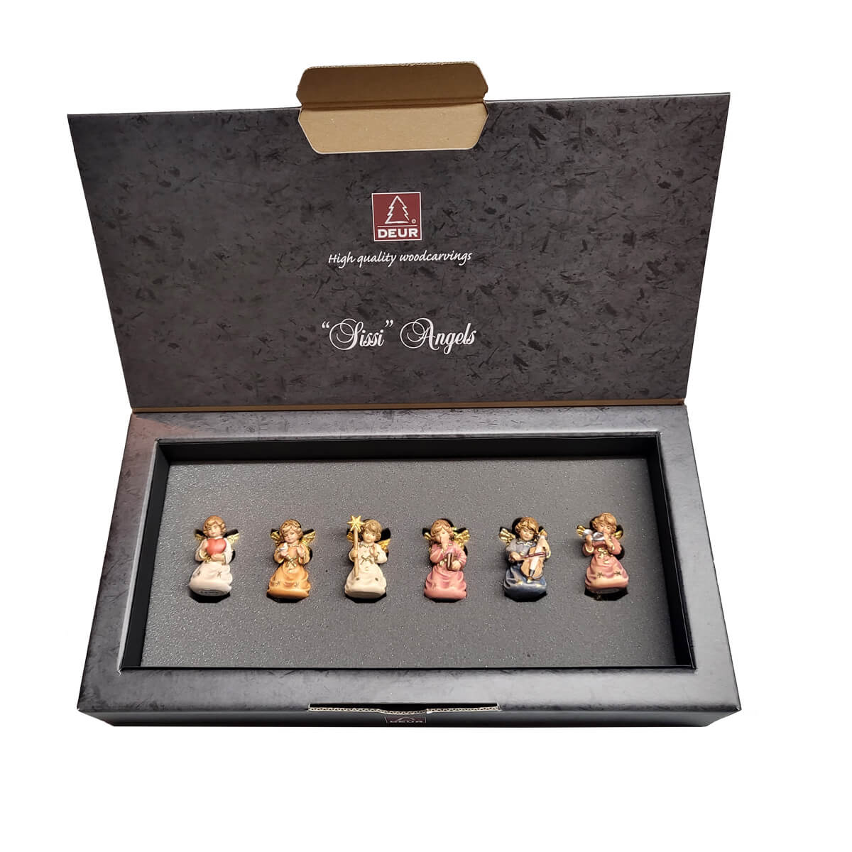 Angel with Candle - Hand Carved Wooden Angel Figurine