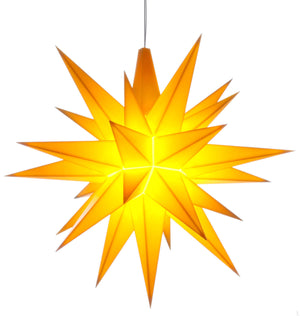 Yellow Herrnhuter Moravian star A1e shines festively