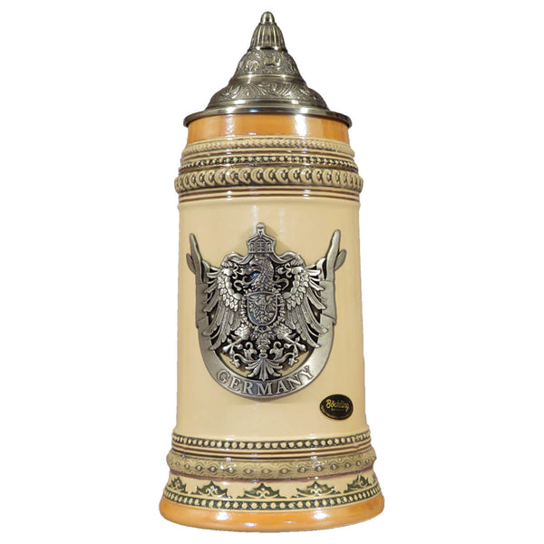 Beer Stein - Gutsherren with Metal German Crest & Lid