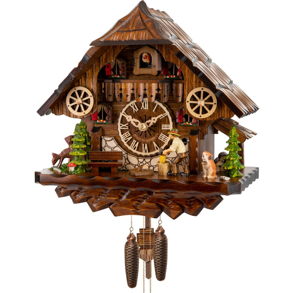 Cuckoo Clock 1Day with Moving Wood Chopper and St. Bernard Engstl