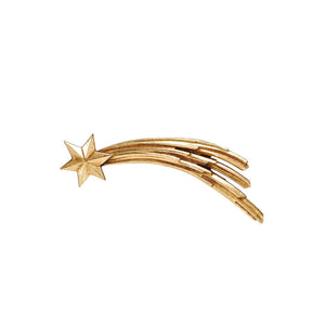 The carved wooden six-point star with a long multi-layered tail is painted in a shiny golden color. 
