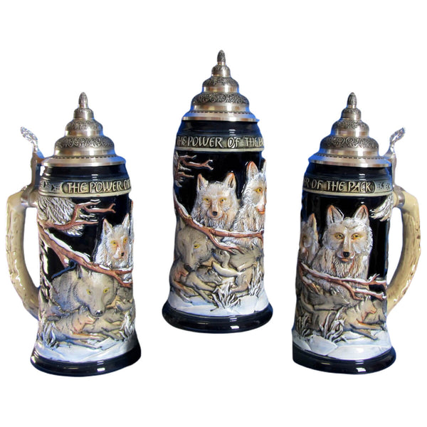 three different ankles of the Power of the pack beer stein.