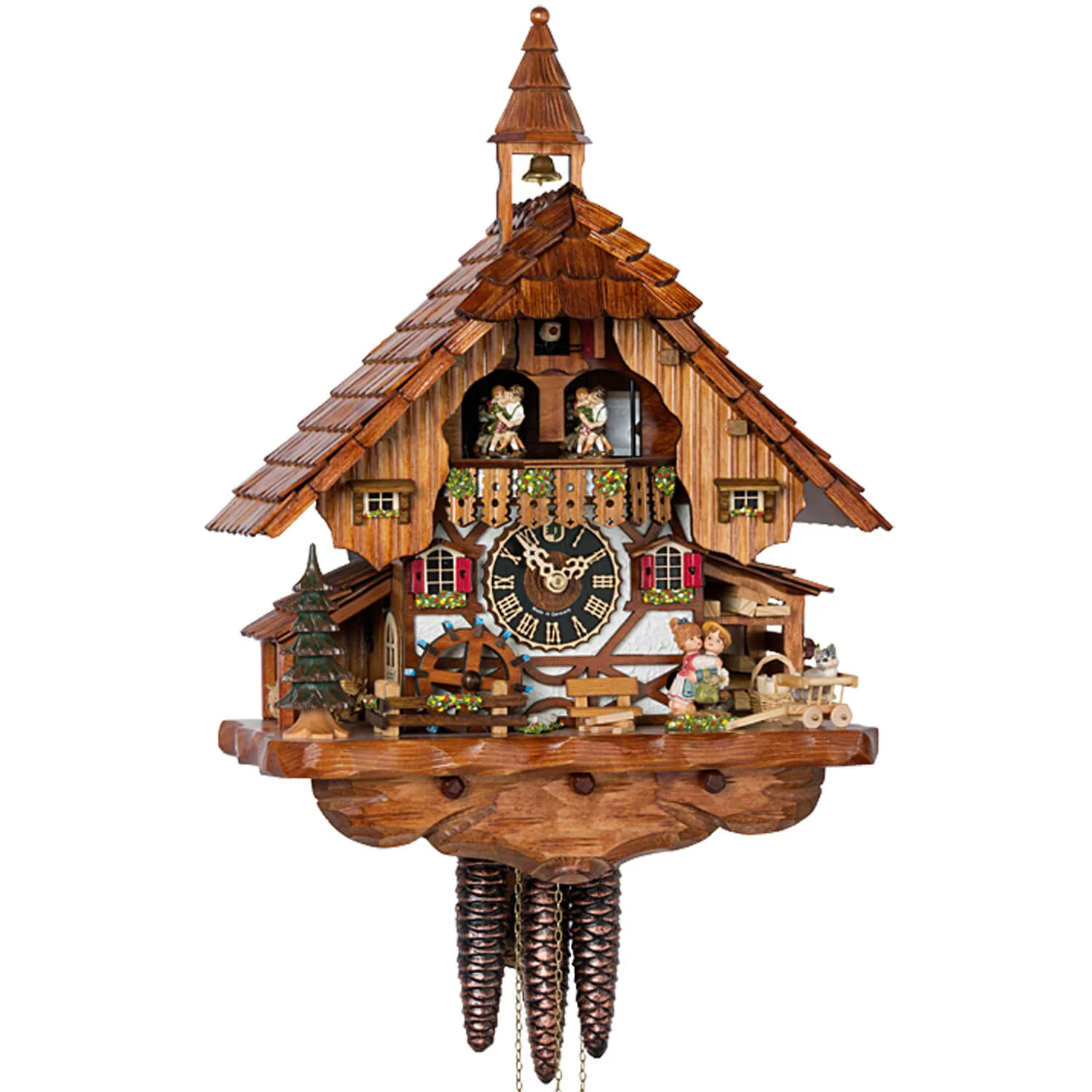 Cuckoo Clock - 1-Day Chalet with Kissing Couple & Cat - HÖNES Questions & Answers