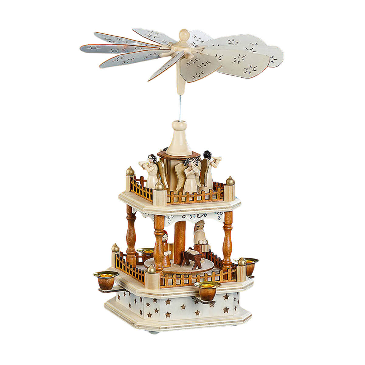 Christmas Pyramid - Nativity and Angels with Laser Cut Details Questions & Answers