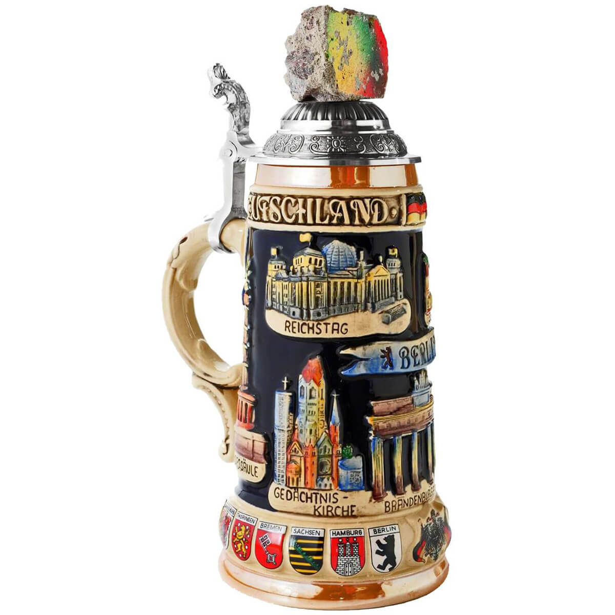 Berlin Panorama Beer Stein with with Real Berlin Wall Piece by KING Questions & Answers