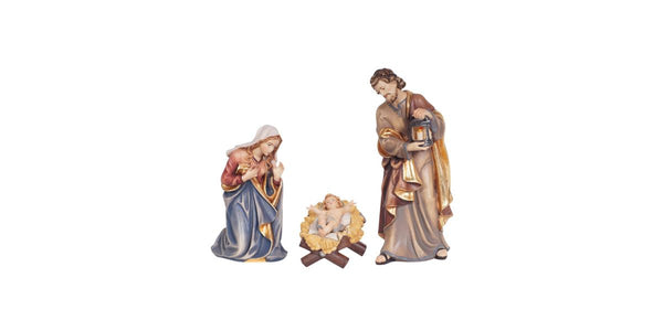 PEMA Kostner Holy Family Nativity set hand-carved in Val Gardena, Italy – authentic wooden nativity from Fehrenbach Black Forest Clocks & Gifts
