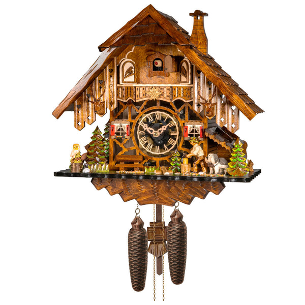 Cuckoo Clock - 8-Day with Wood Chopper w. Plexi Glass Front - Engstler ...