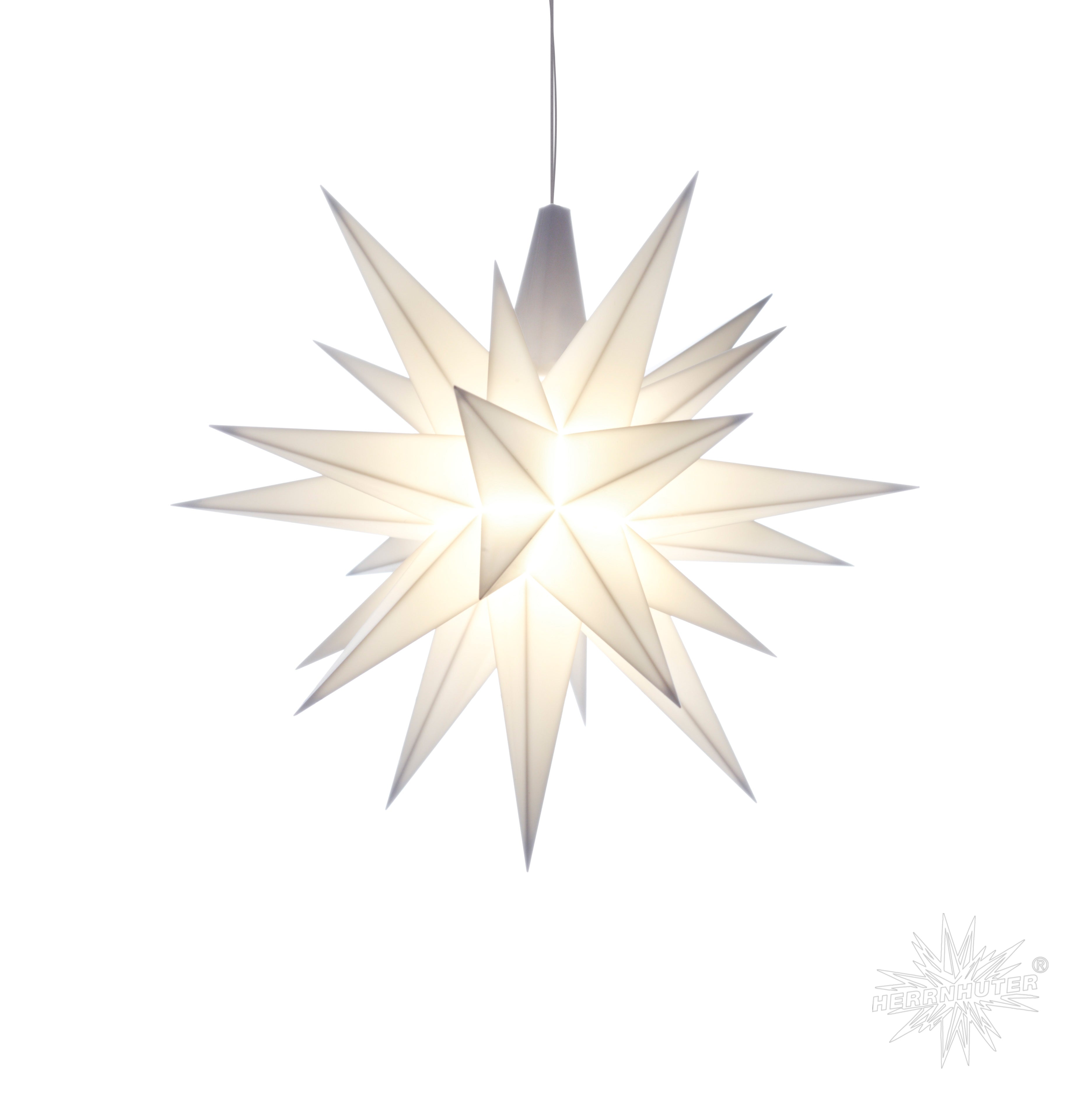 White Herrnhuter Moravian star  A1e shines festively