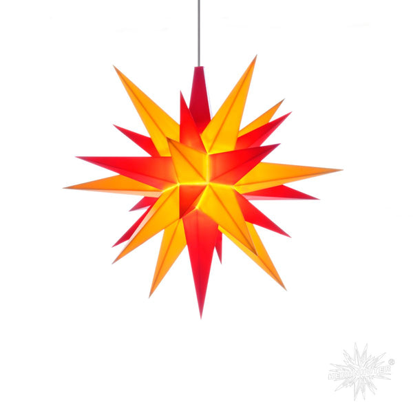 Yellow and Red Herrnhuter Moravian star A1e shines festively