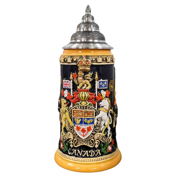 Canada Beer Stein with Canadian Coat of Arms relief artwork, handcrafted by KING-WERK Germany