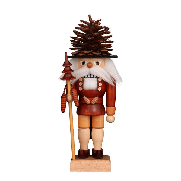 Christian Ulbricht Coneman natural wood nutcracker with pine cone hat and rustic staff