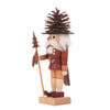Christian Ulbricht Coneman Natural nutcracker side view with pine cone hat, wooden staff with carved tree, and warm natural wood tones, handmade in Germany