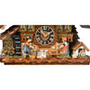 Enjoy the timeless allure of this finely handcrafted 8-day Cuckoo Clock. Admire the intricate carvings of dancing duos, a woodcutter, a lady bell ringer, and a chiming bell in the tower. Enhanced by green shutters and matching cuckoo door along with vibrant floral arrangements enliven its truly splendid design.