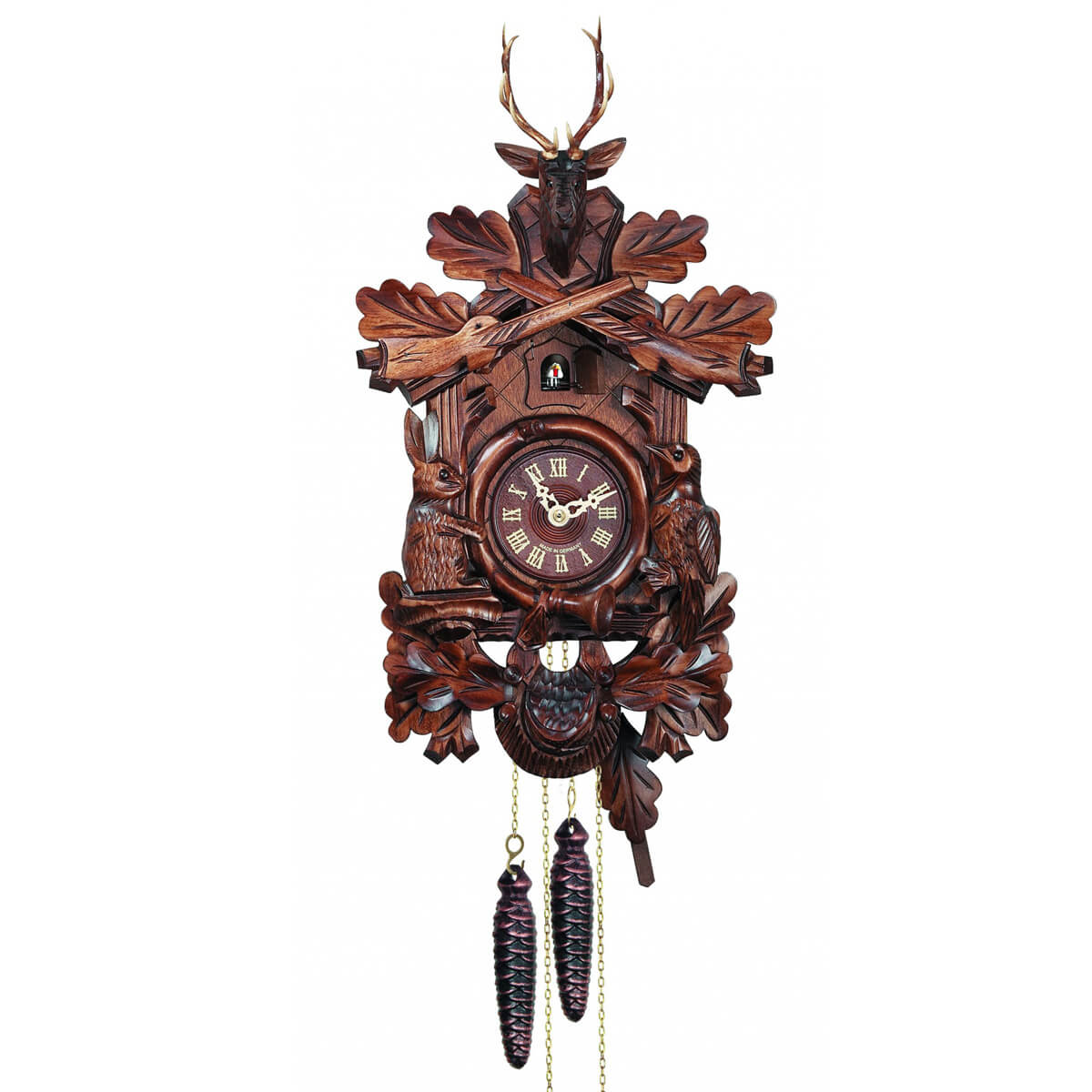 Engstler 8-Day Hunting Style Cuckoo Clock with Rabbit & Bird