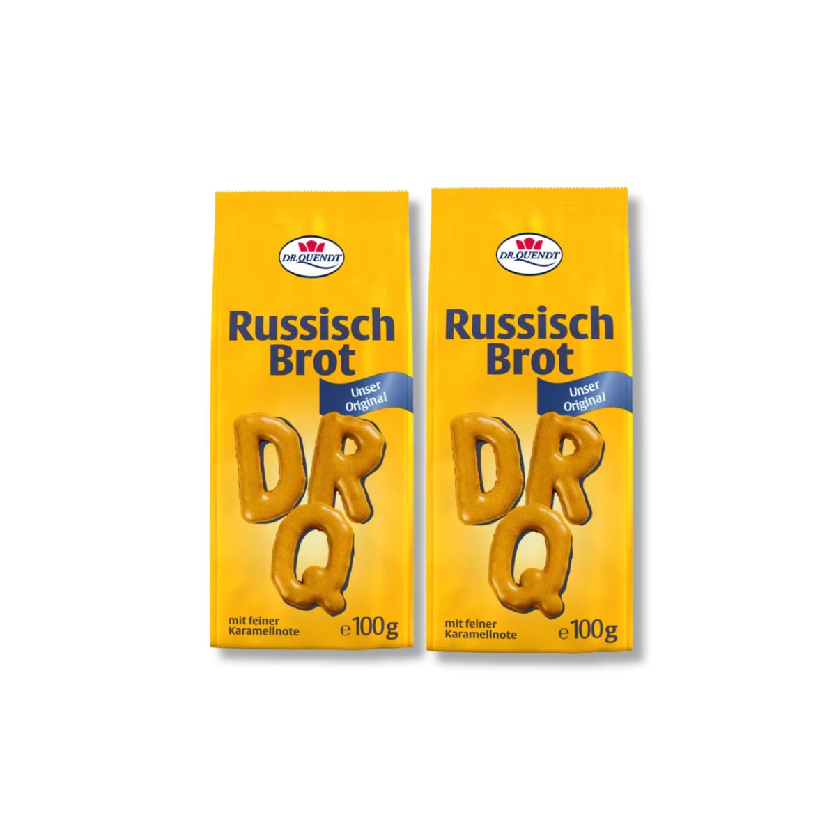 Two bags of Dr. Quendt Dresdner Russisch Brot alphabet cookies from Germany