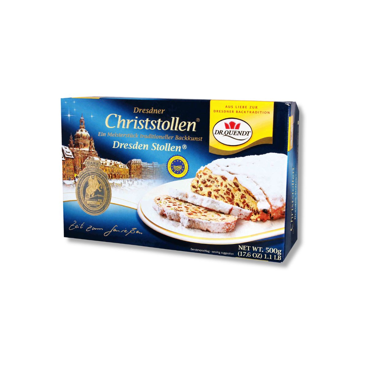 Dr. Quendt Original Dresdner Christstollen German Christmas cake in 500 g gift box Copy