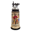 Firemen Beer Stein by Zoeller & Born featuring traditional firefighter, antique fire engine lid, and German firefighting heritage artwork