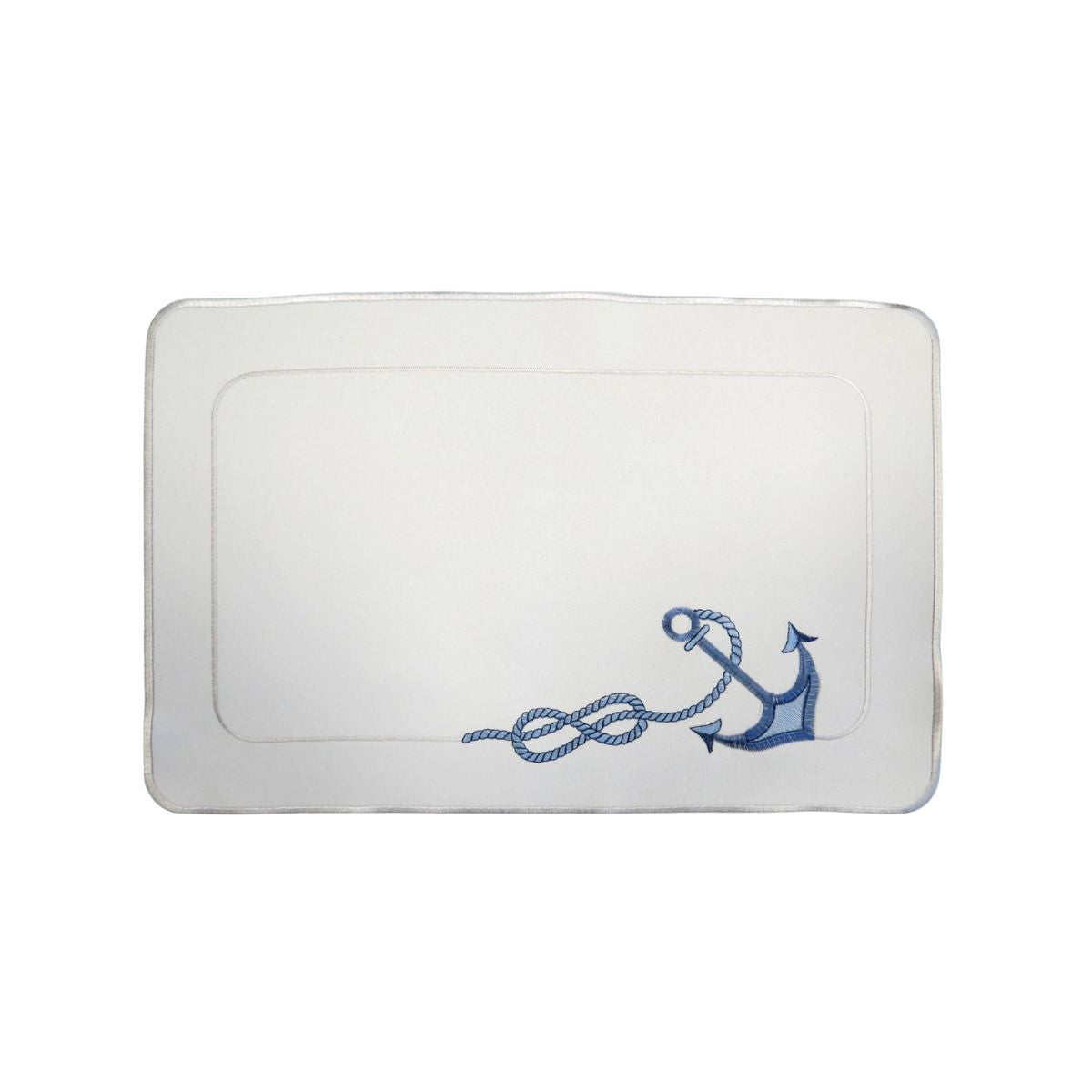 white linen placemat blue anchor rope embroidery nautical coastal Funke Germany