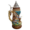 Side of a KING Beer Stein with an ibex standing attentively in his environment. The brown and green tones of the Mug underline the nature scenes.