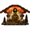 Trenkle chalet-style cuckoo clock warm lights illuminating the cuckoo bird.