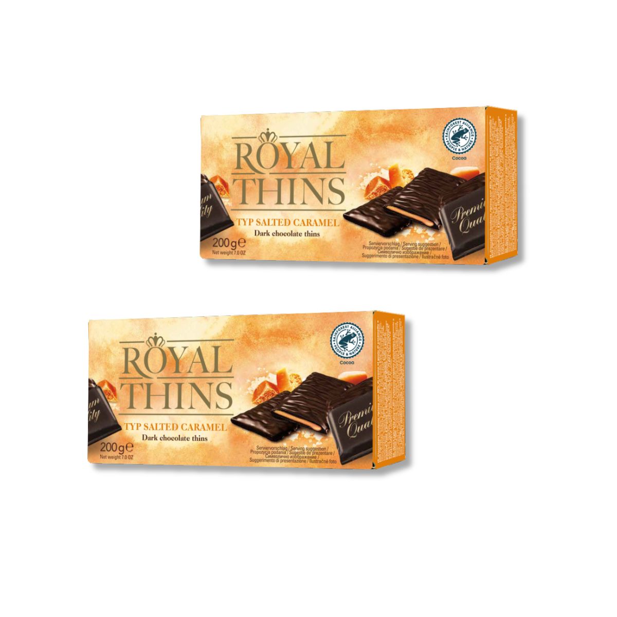 Two Halloren Royal Thins Sea-Salt Caramel chocolate boxes