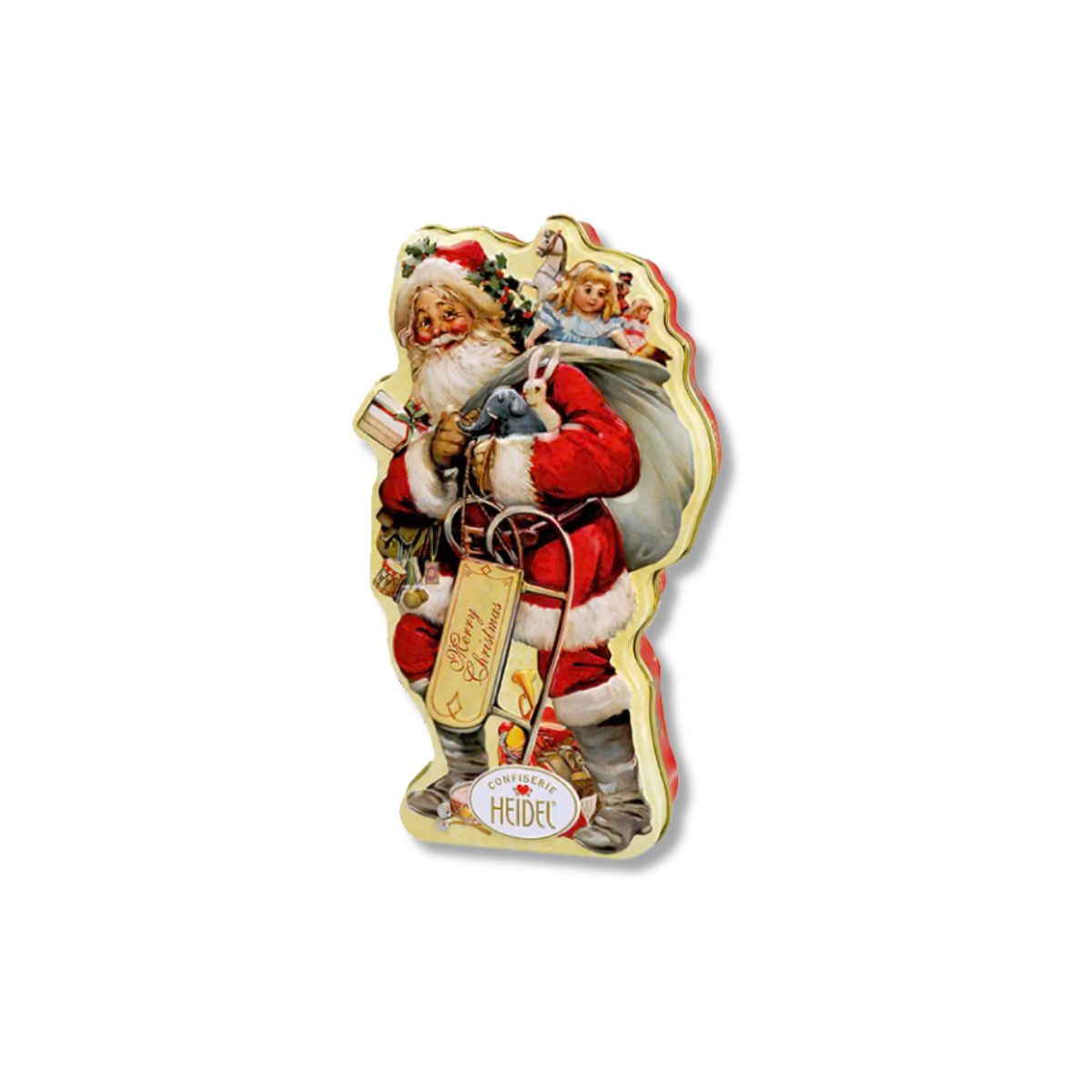 Heidel Christmas Nostalgia Santa Claus decorative tin with 8 milk chocolate nougat pralines