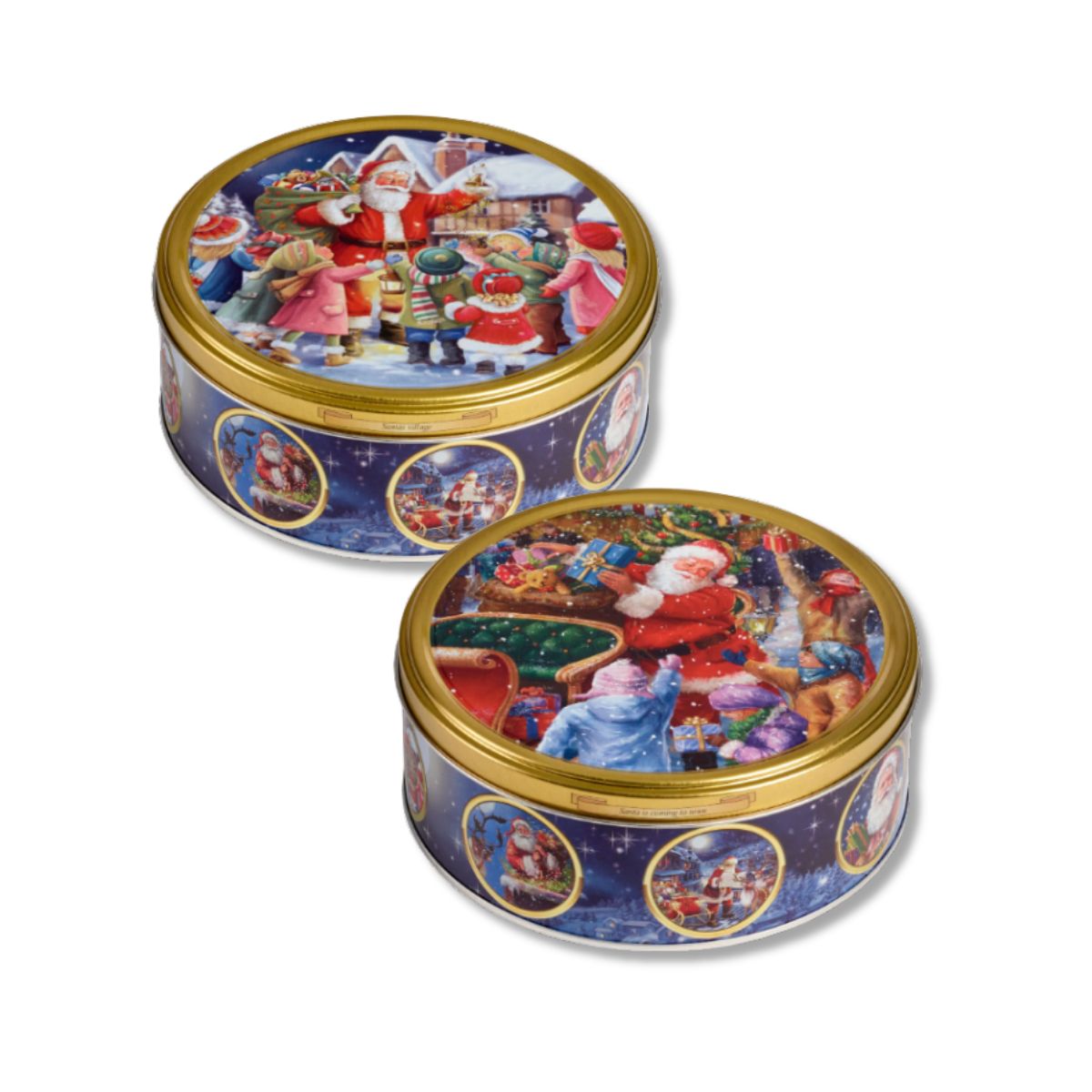 Two Jacobsens Nostalgic Santa Butter Cookie Tins