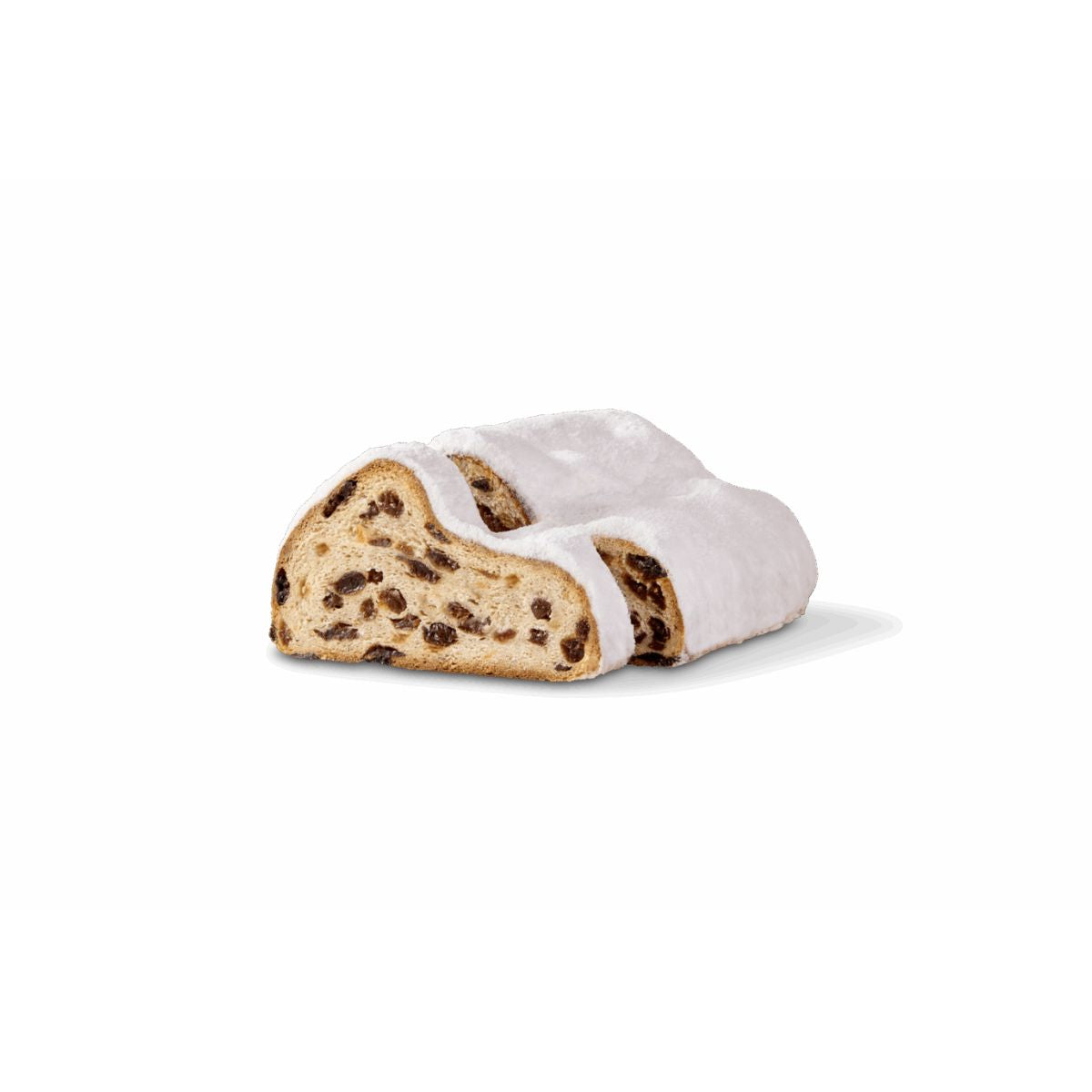 Sliced KuchenMeister German Christ Stollen with raisins and candied fruit
