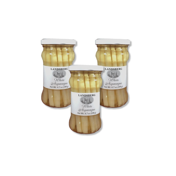 Three jars of Landsberg Whole White Asparagus, 6.7 oz each
