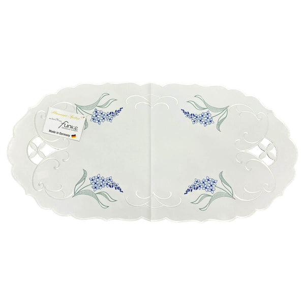 Linen Table Runner - Delphinium White/Blue