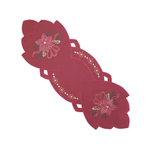 Linen Table Runner - Winter Floral Bordeaux