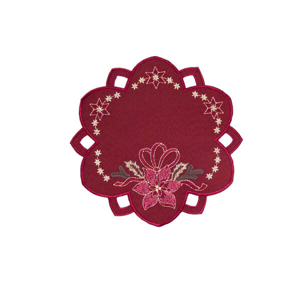Round Table Linen - Winter Floral Bordeaux