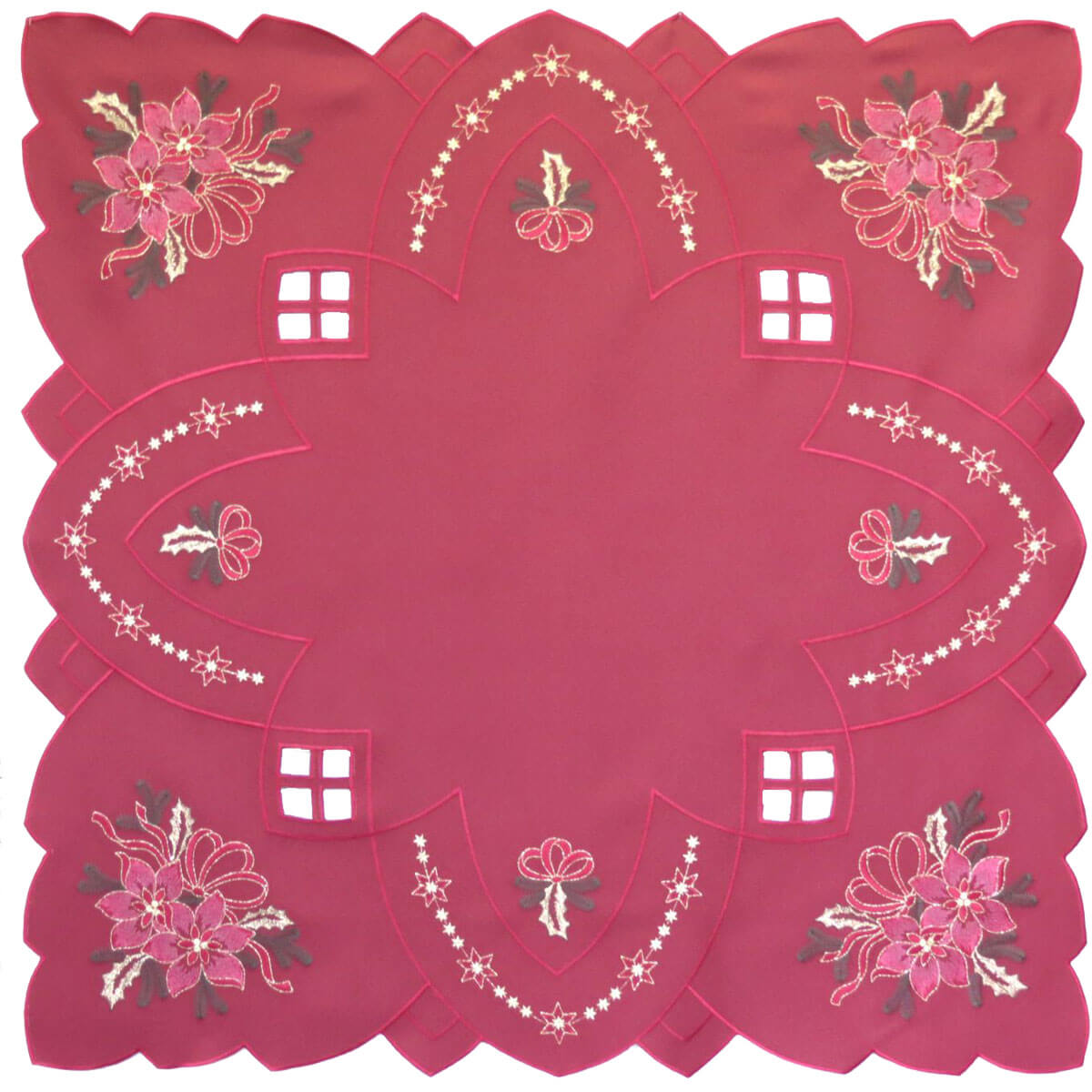 Linen Table Cloth - Winter Floral Bordeaux*