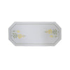 White linen tablecloth with yellow flowers, Swarovski crystals, green stems, and a green embroidered rim, 15.7x33.5 inches (40x85 cm), part of the Summer Meadow Collection, made in Germany.