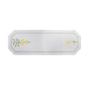 White linen short runner with yellow flowers, Swarovski crystals, and green stems, 9x27 in (23x68 cm), part of the Summer Meadow Collection.