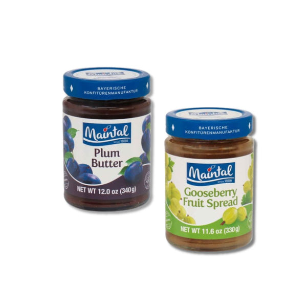 Maintal German fruit spread set with Plum Butter and Gooseberry Fruit Spread