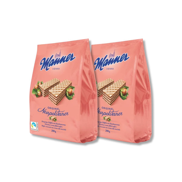 Manner Original Neapolitan Hazelnut Wafer Bags 7 oz - 2 Pack