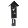 CLASSIC black birdhouse cuckoo clock with stag head by Rombach & Haas, handmade in Germany with 8-day movement.