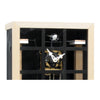 Detailed view of the EINBLICK black cuckoo clock, showing the glass panel, inner clock mechanism and cuckoo bird.