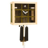 Green EINBLICK cuckoo clock by Rombach & Haas, modern cube design with glass front and visible mechanics, German handcrafted.