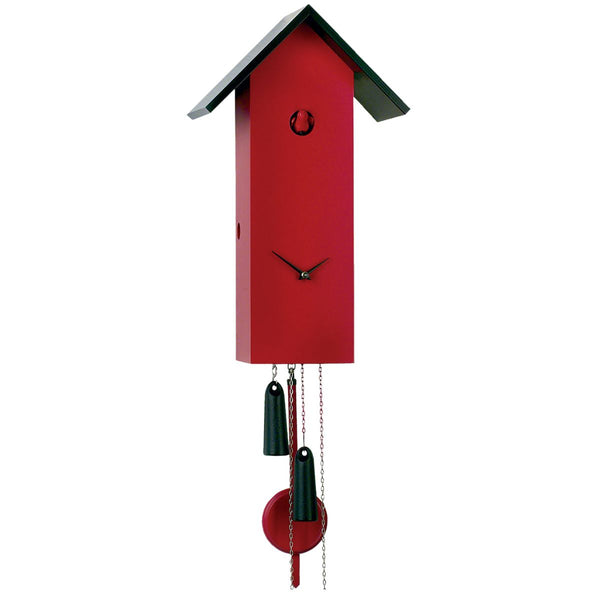 CLASSIC red birdhouse cuckoo clock by Rombach & Haas, handmade in Germany with 8-day movement.