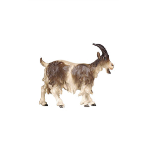 A realistic brown and white goat figurine with dark horns and a majestic beard, ideal for enhancing your nativity set