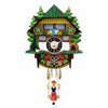 Engstler's Quartz Cuckoo Clock with Trees and Swinging Girl: A charming woodland scene with a swaying bird, deer, and toadstool mushroom