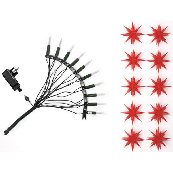 Red Herrnhuter Moravian Star Chain A1s LED indoor outdoor Christmas light set
